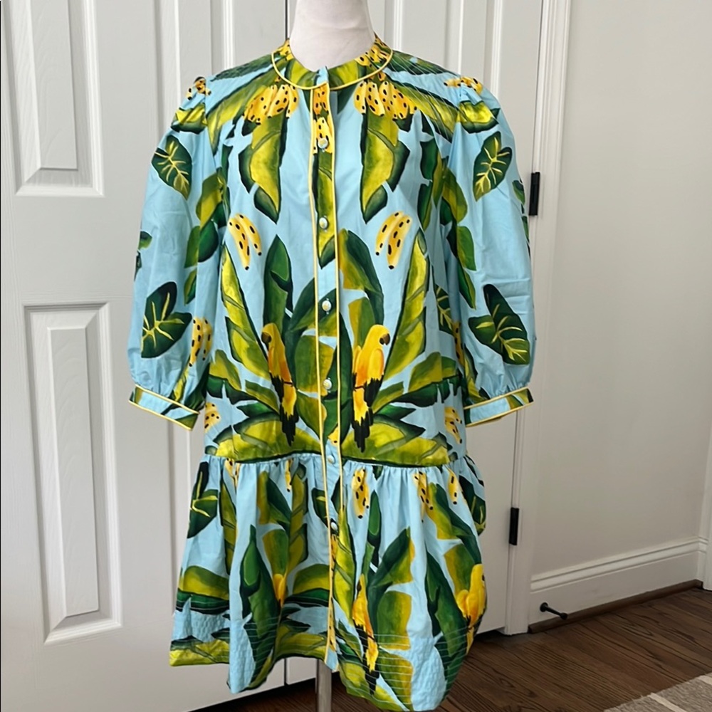 FARM Rio Blue and Green Tropical Dress